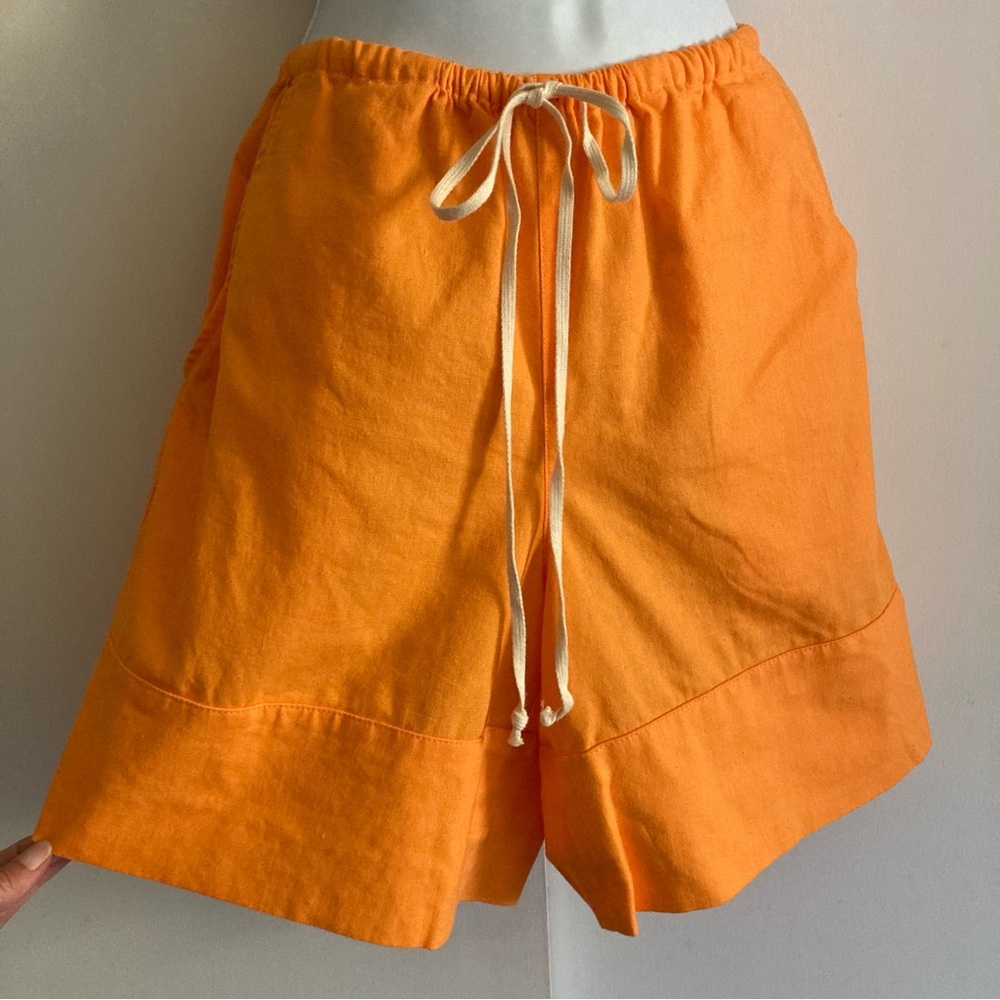 Free People What A Vibe Orange Linen Blend Relaxed Laidback Slouch Shorts NWOT S